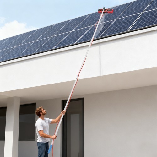 Solar Panel Window Cleaning Tool Outdoor Cleaning Brush & Pole Cleaning Kit
