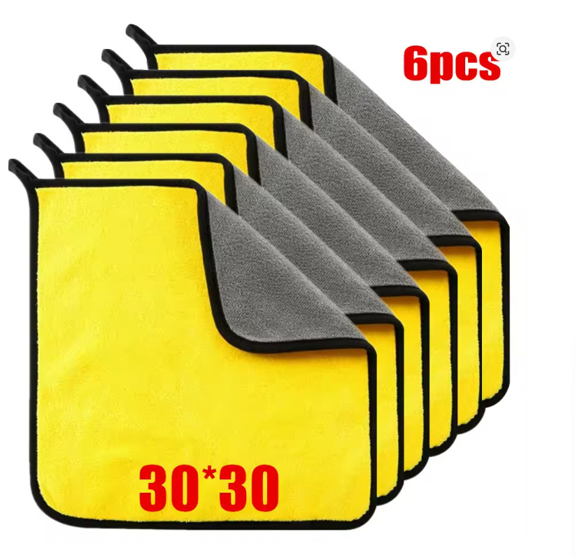 1/2/6PCS Microfiber Cleaning Towel 30x30cm Soft Thick Car Wash Drying Cloth