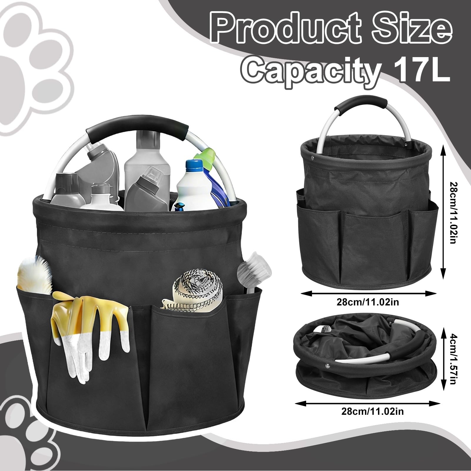 Cleaning Caddy for Cleaning Supplies, 17L Cleaning Supply Caddy with Handle F