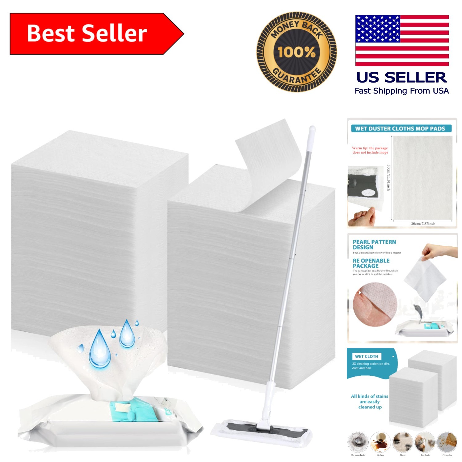240 Disposable Wet Mopping Cloths for Efficient Floor Cleaning – 11.81 x 7.87