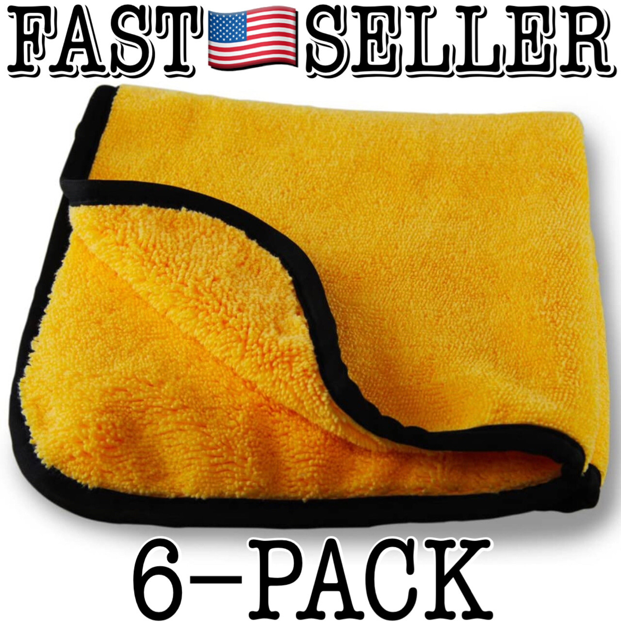 Pack Of 6 Professional Grade Premium Microfiber Towel, Gold 16”x16” Car Detail