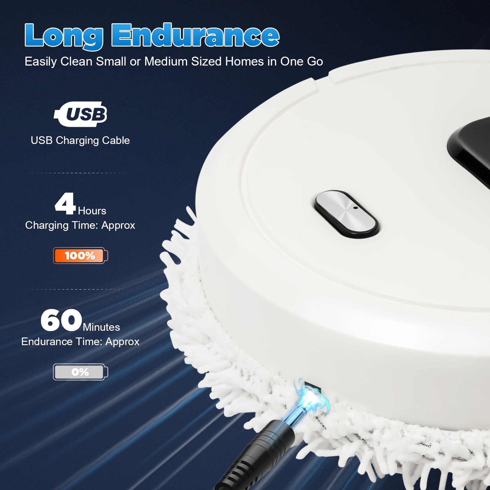 3 In 1 Smart Robot Floor Sweeper and Mopping Machine with USB Charging