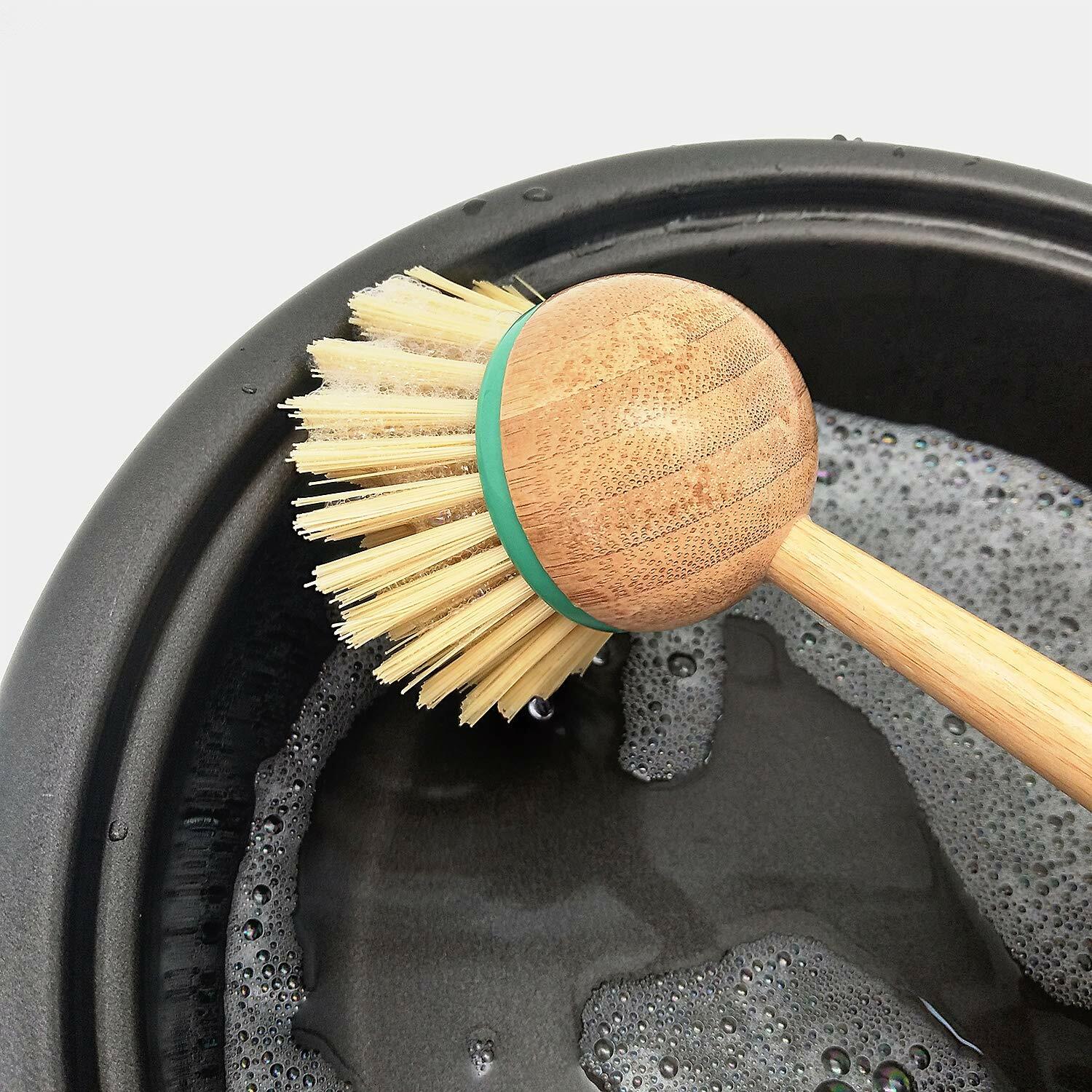 3 Piece Bamboo Dish Scrub Kitchen Cleaning Brush Scrubber Household Bathroom Use