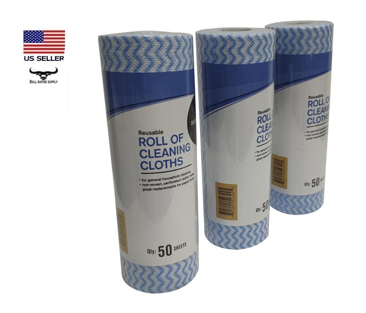 Multi-Use Cleaning Cloths – 50 Count Reusable Non-woven, Perforated Roll