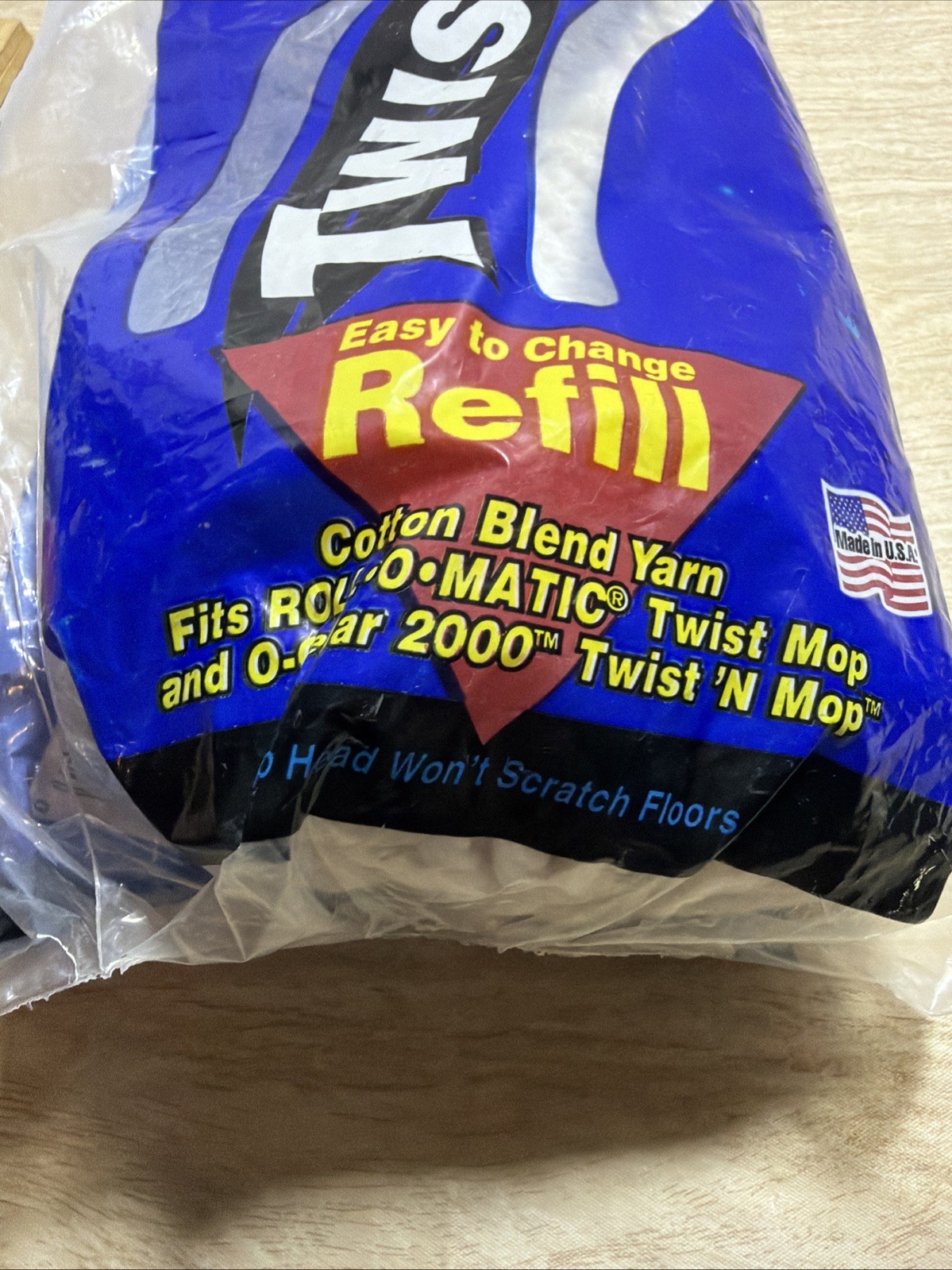 Roll-O-Matic Twist Mop Refill Cotton Blend Yarn New. Sealed.