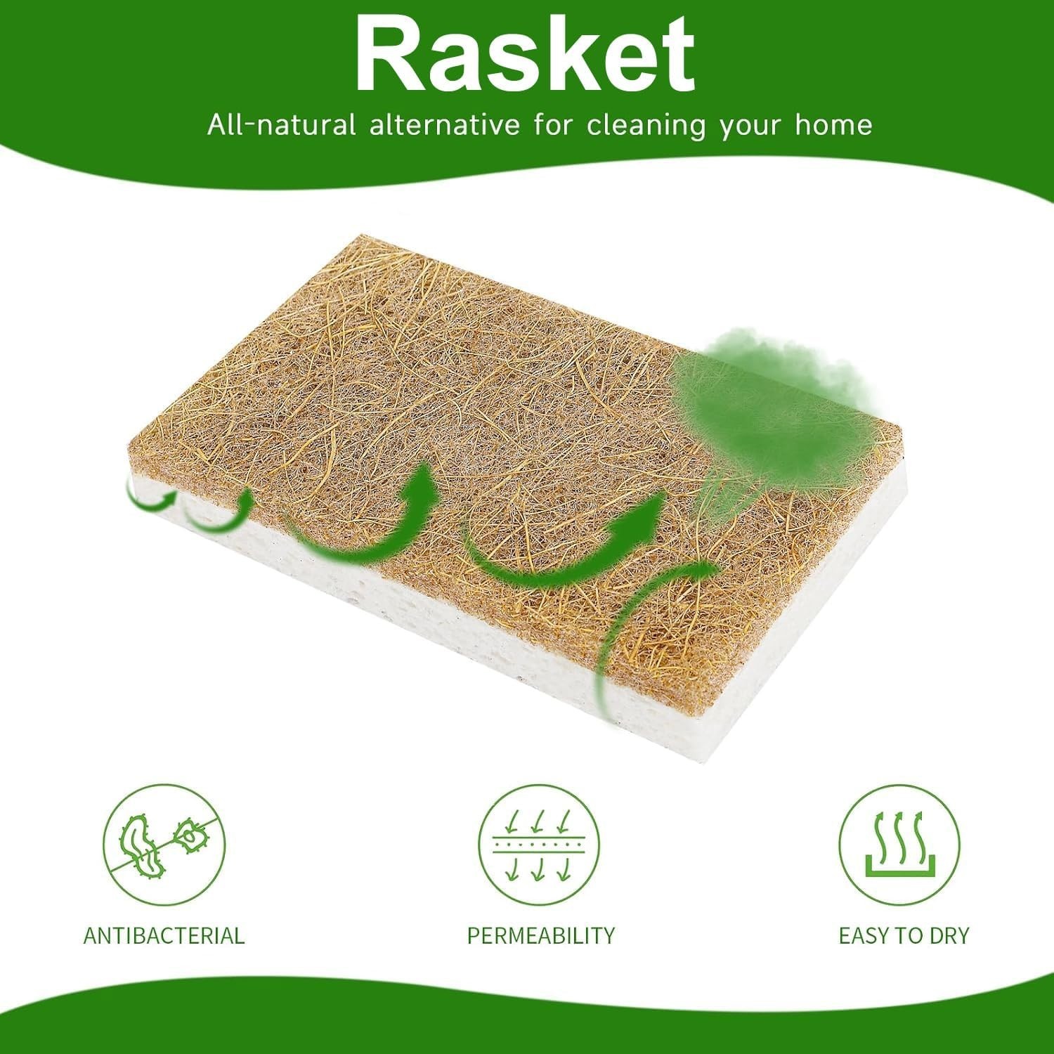 10 Pack Biodegradable Natural Sponges Kitchen – Compostable Cellulose and Coc…