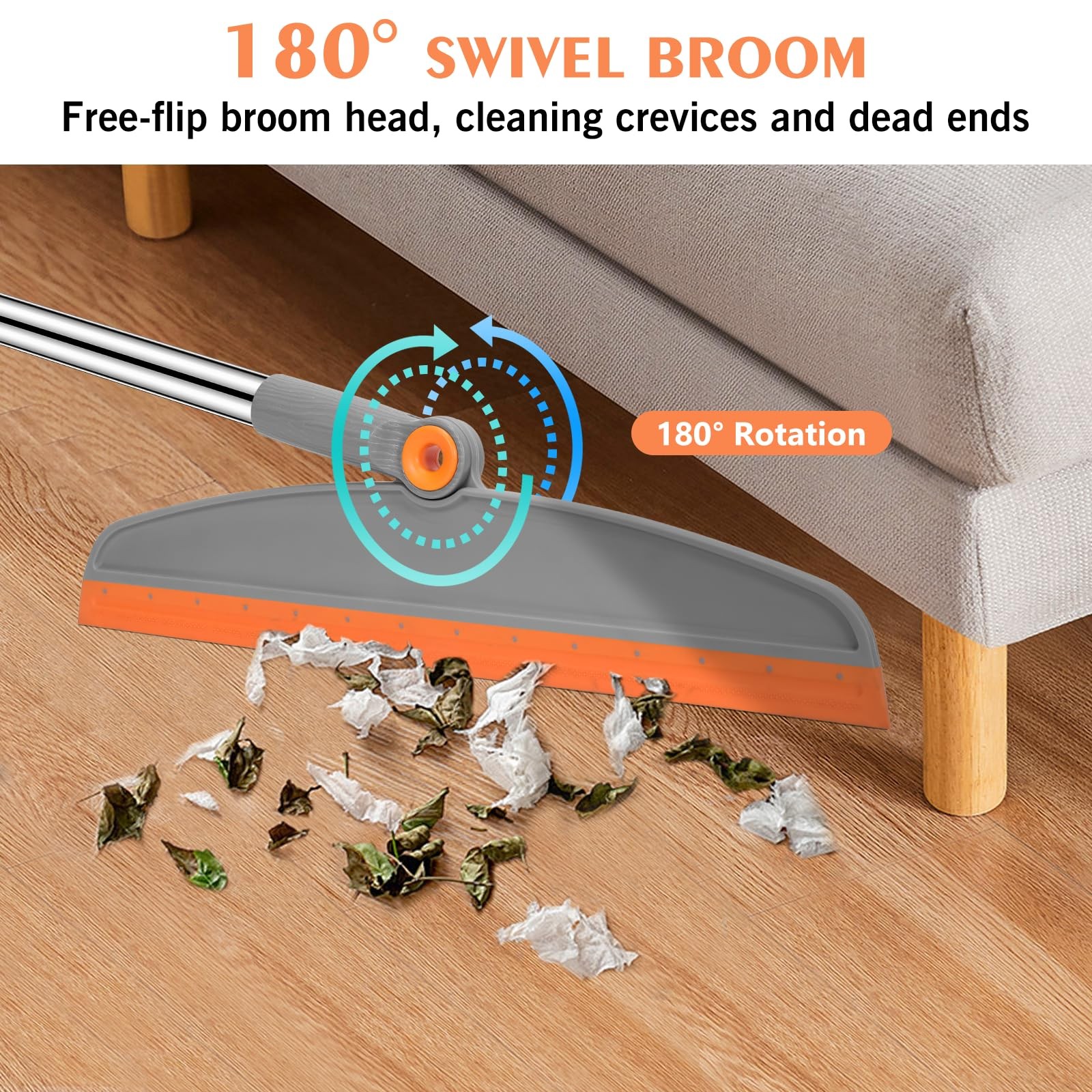 Multifunction Magic Broom, 54 Inch Adjustable Long Handle Silicone Floor