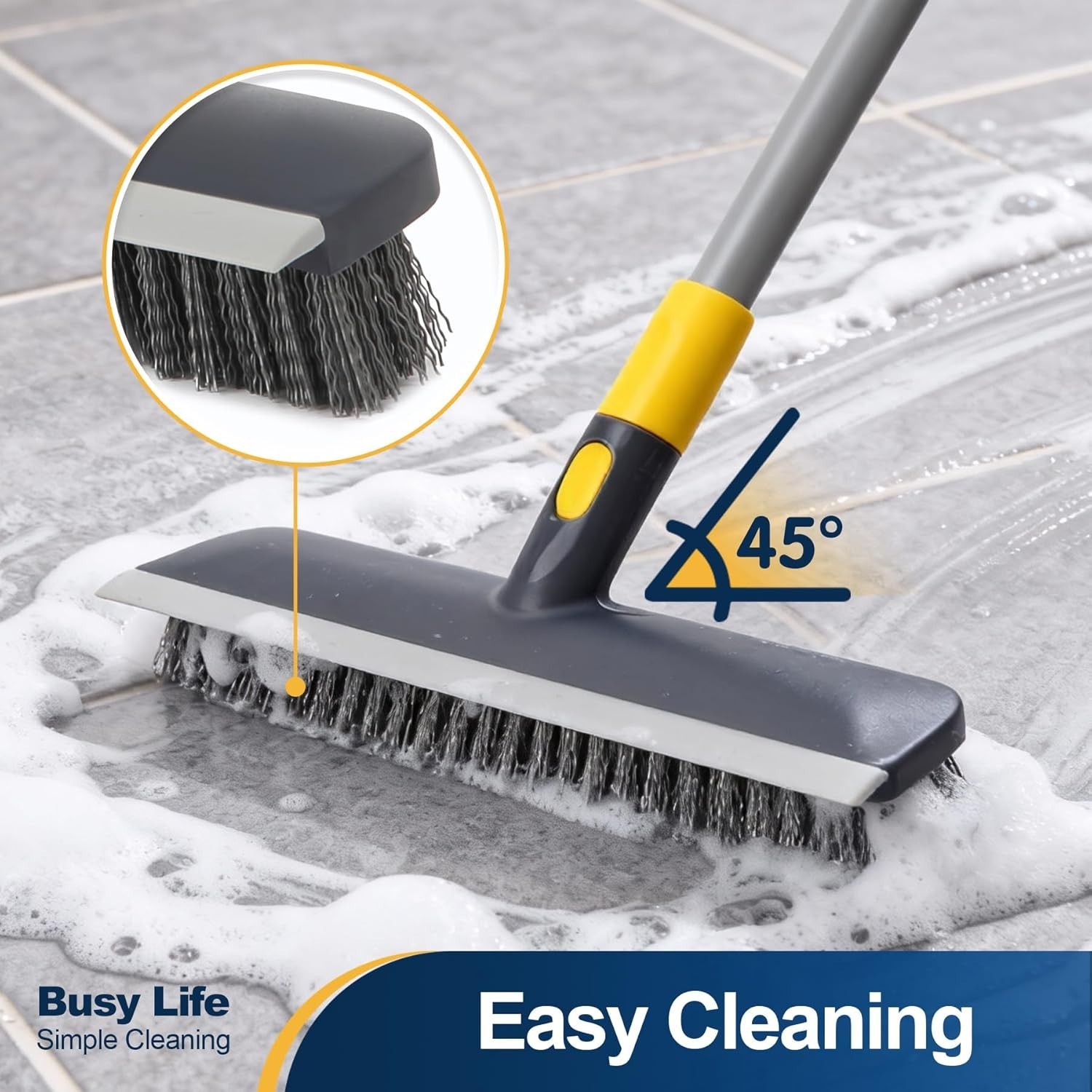 Floor Scrub Brush Telescopic Handle 2 in 1 Scrape Brush Stiff Bristle Shower …