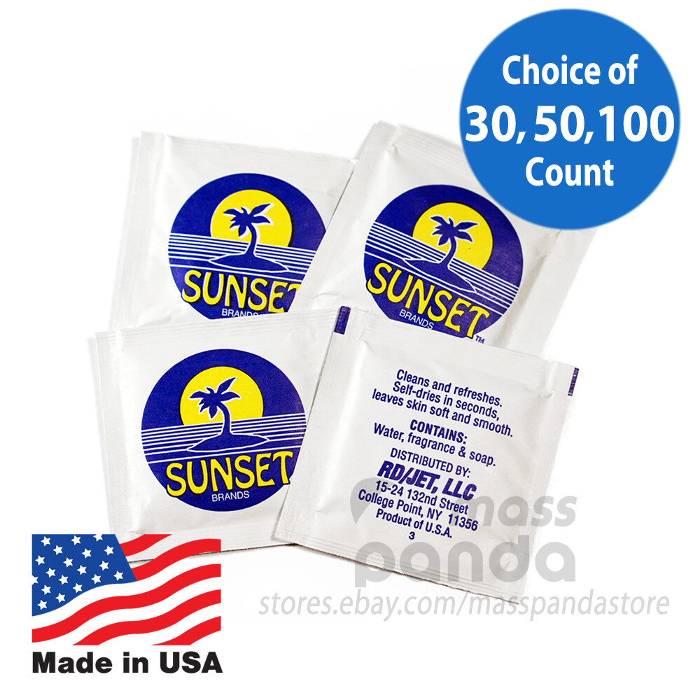 Sunset 4.75″x6.25″ Moist Towelettes/Nap/Wipes Individually Wrapped Lemon-scented