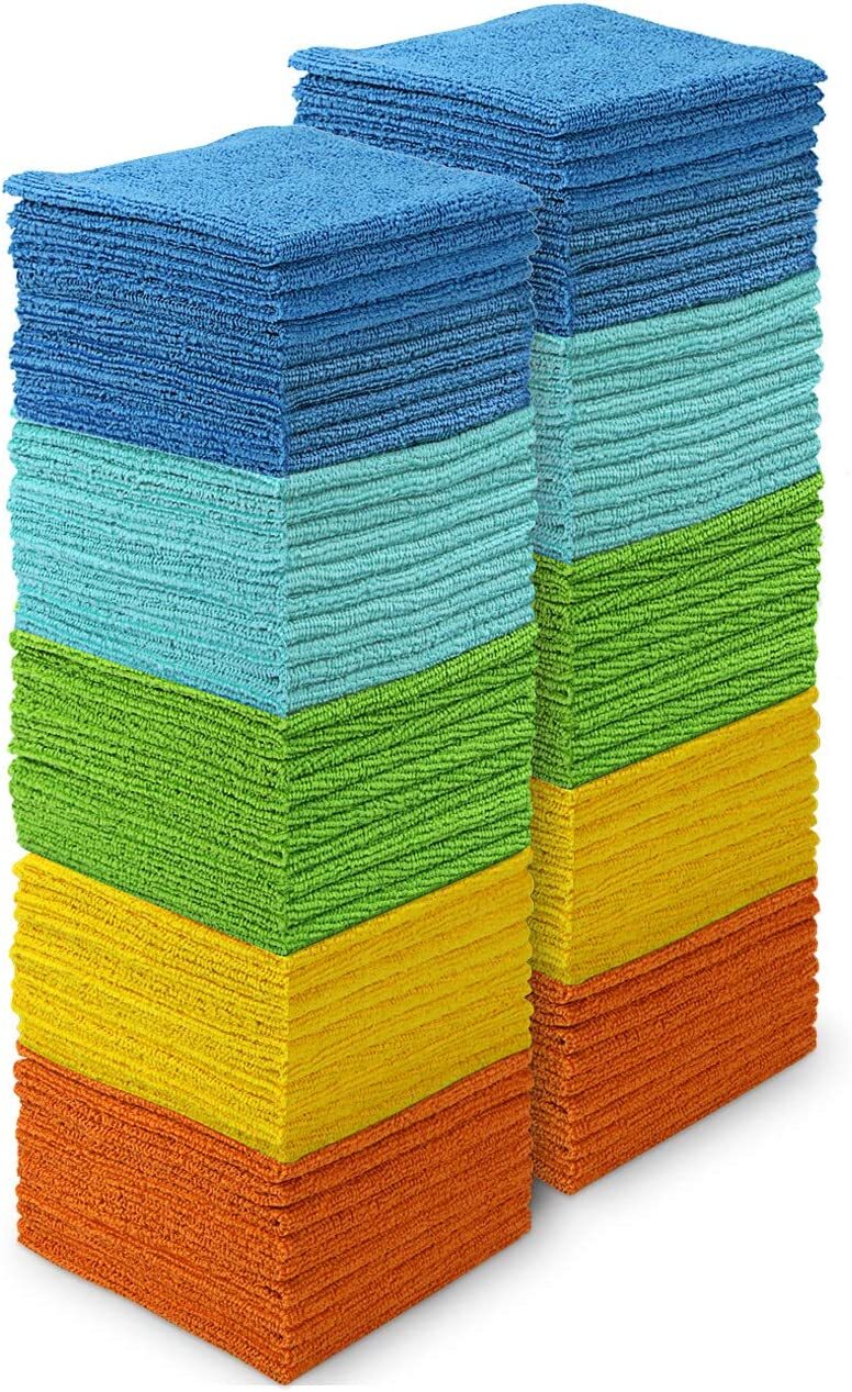 Microfiber Cleaning Cloth Set 100 Towel Rag Car Polishing Detailing No-Scratch