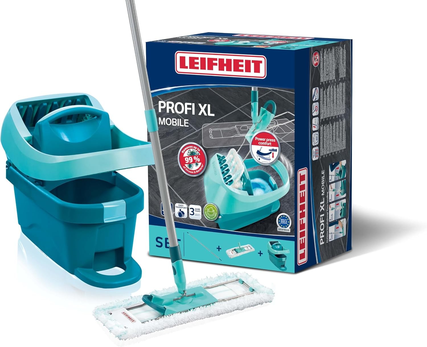 “Profi” Mop & Bucket Set W/ Rollers Turquoise