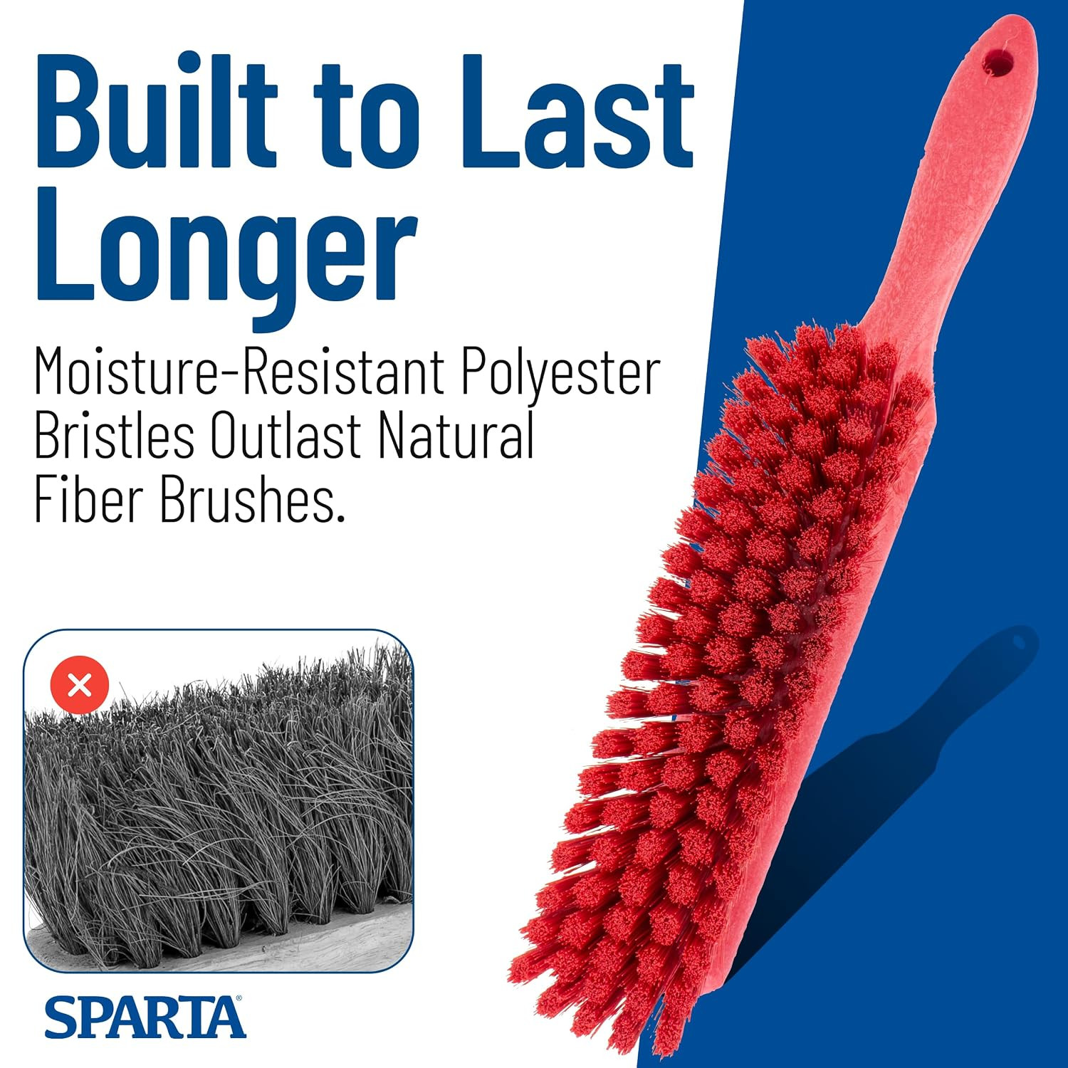 8 Inch Soft Counter Brush with Polyester Bristles and 5 Inch Handle, Color Coded