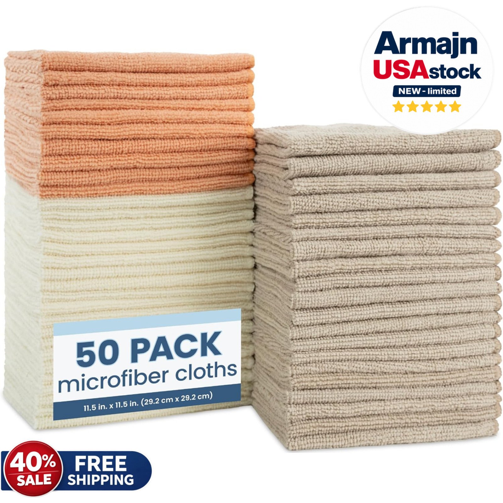 Microfiber Cleaning Cloth Set of 50 Towel Rag Car Polishing Detailing No-Scratch