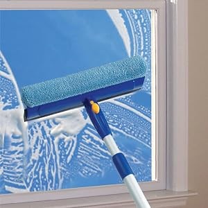 Window Washer and Silicone Squeegee, Auto Easy Grip Extendable Handle