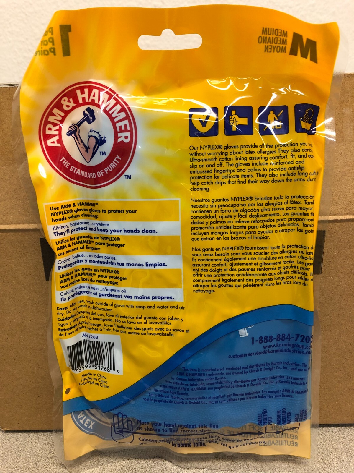 Arm & Hammer AH-1268 Nyplex Vinyl Cleaning Gloves Medium Blue 12 pair