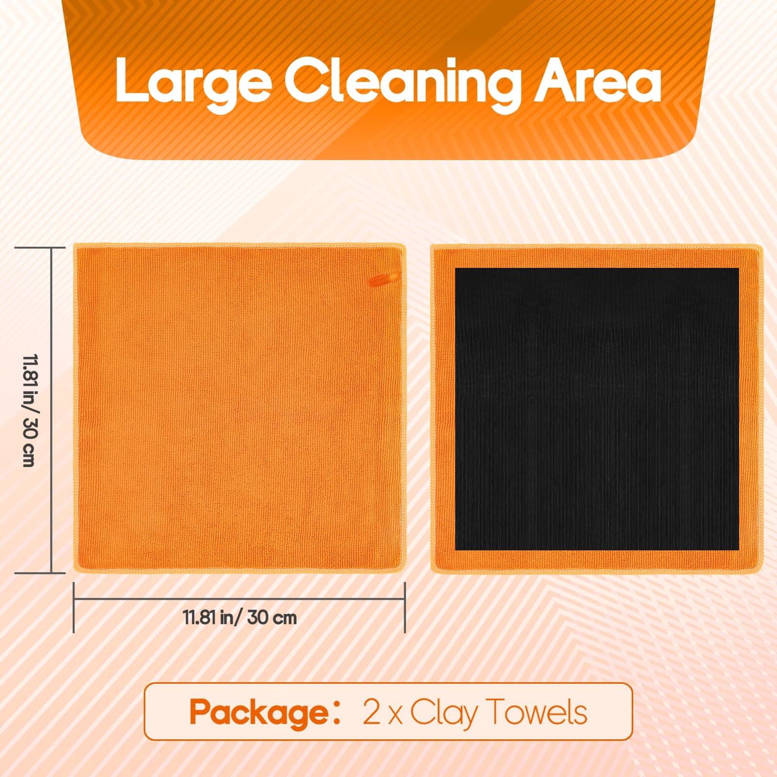 Anglekai 2PCS Clay Towel Auto Detailing, Bar 11.8 x inches, Orange