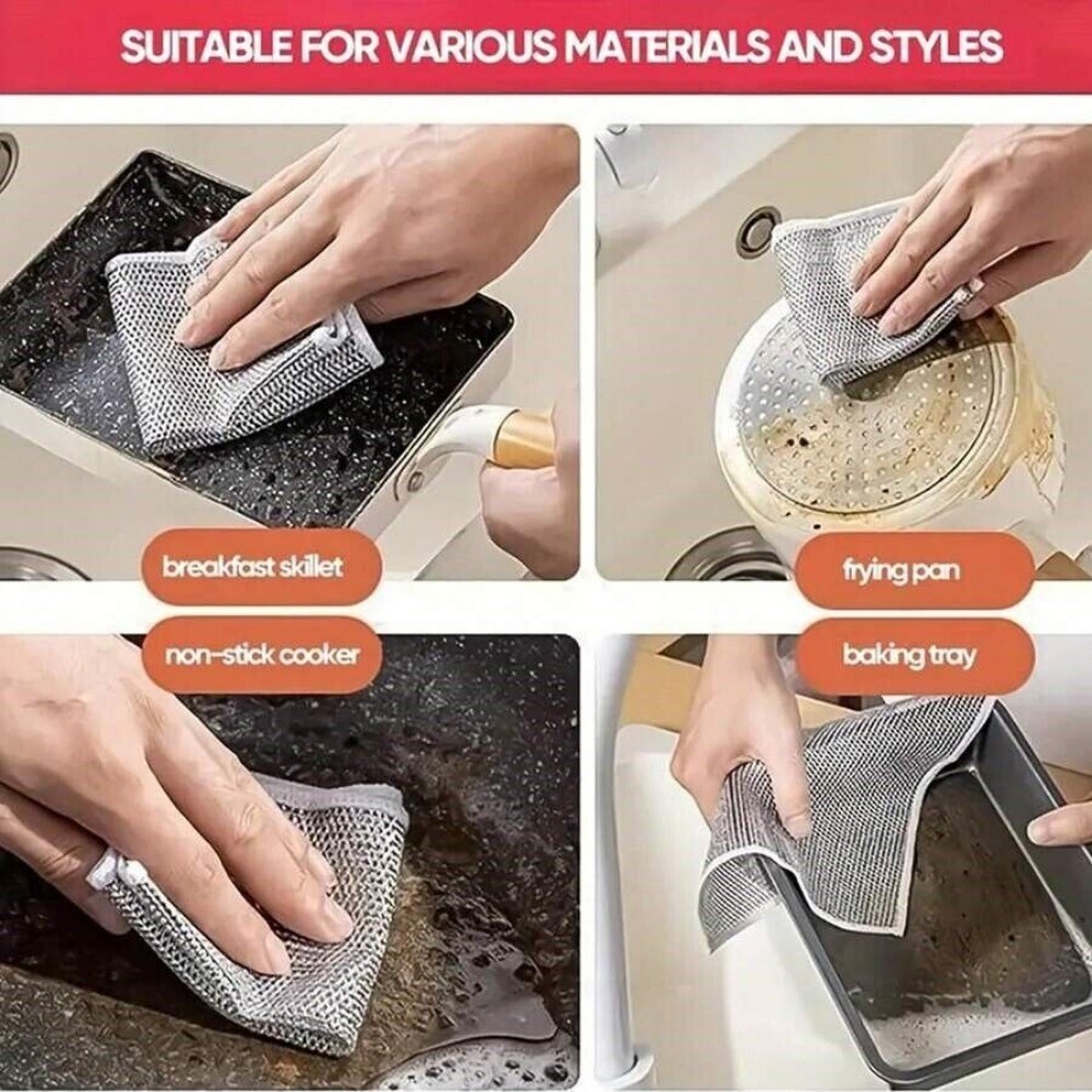 10 Pieces Dishwashing Cloth Premium Metal Wire Multipurpose Dishwashing Cleaning