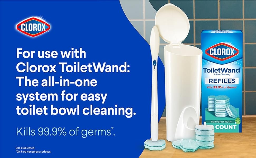 ToiletWand Toilet Cleaner Refills, Toilet brush, Rainforest Rush, 10 Ct