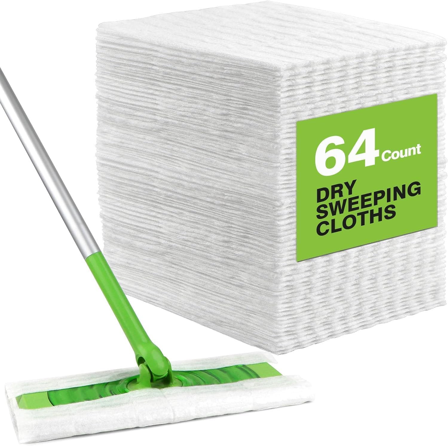 64 Dry Sweeper Refills Compatible with Swiffer Mop Pads Unscented Floor Cloths