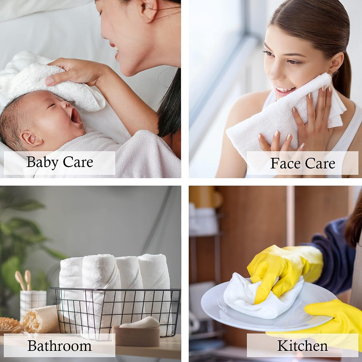 Wash Cloth Towels Set 13×13 Premium Cotton Bulk Pack of 12,24,36,48,60,120,300