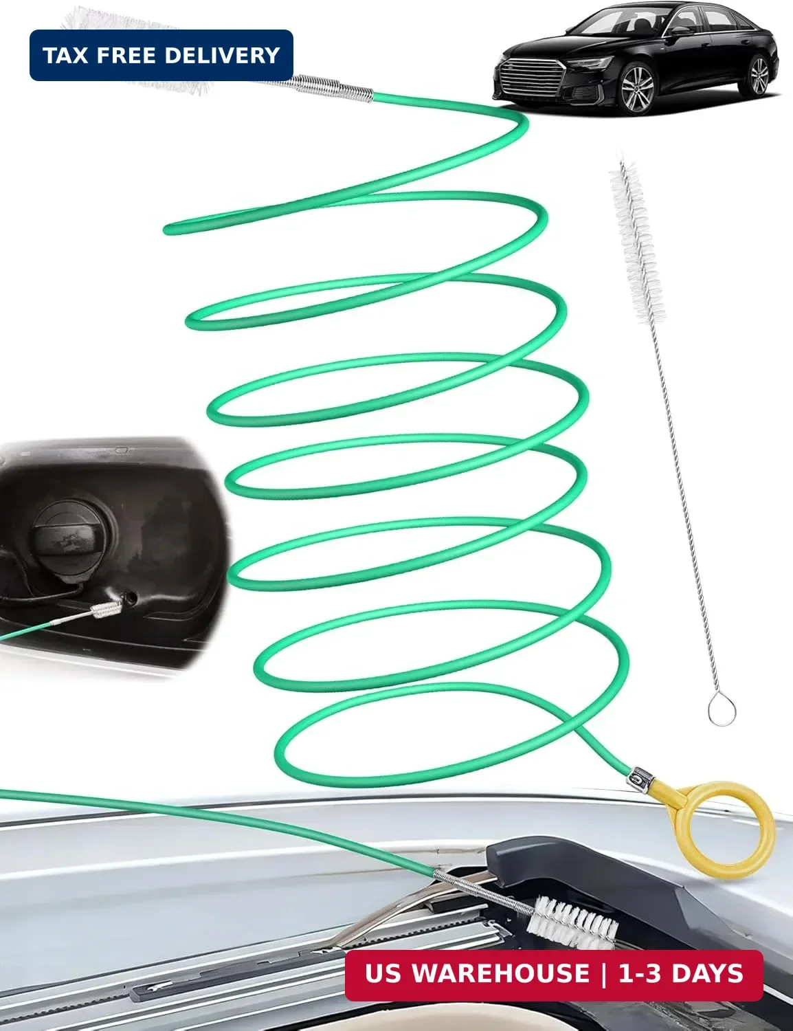 Upgraded Auto Sunroof Drain Cleaning Tool, 120 Inch Long Flexible Drain Brush Pi