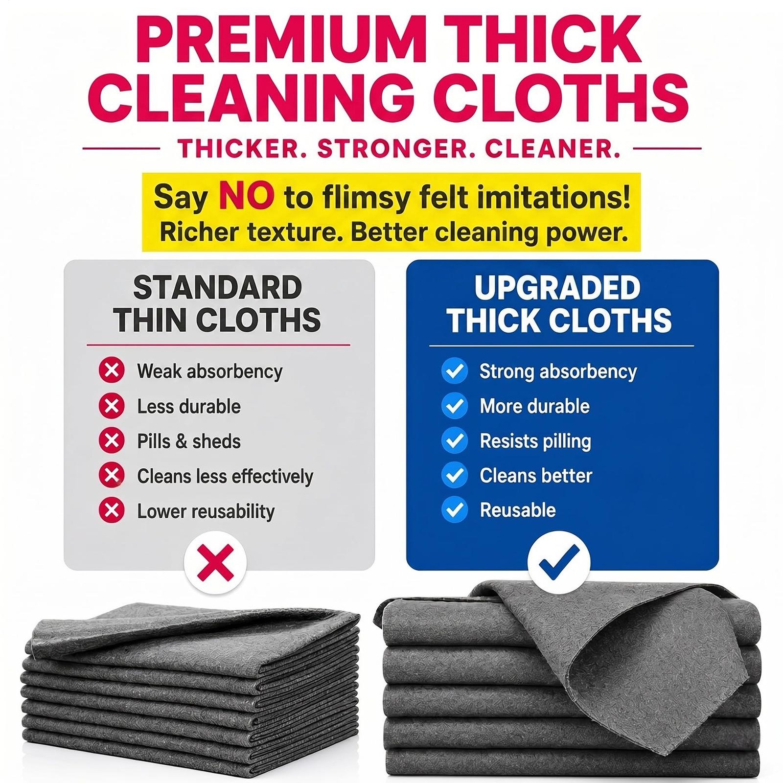 Genie Magic Cleaning Cloth 6-Pack,Microfiber Cleaning Cloths 16×12 Inch,Reusable