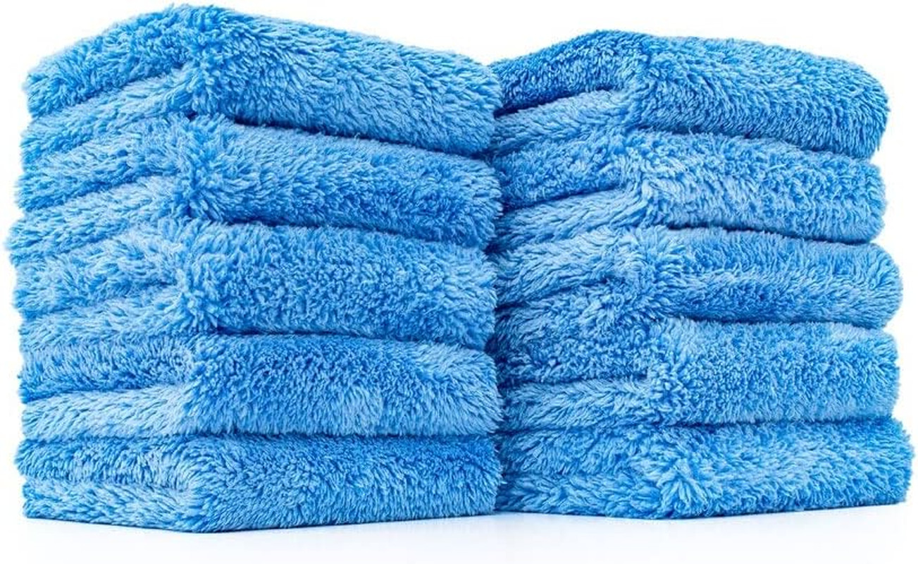 10 Pack Plush Microfiber Detailing Towels 500GSM 8×8 Edgeless 70/30 Blue