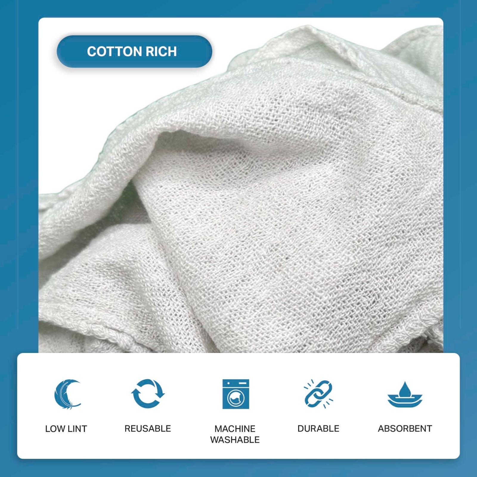 500 New White Shop Towels 14X14 A-I-A Angel-In-Armor Mechanics Rags Oil Change