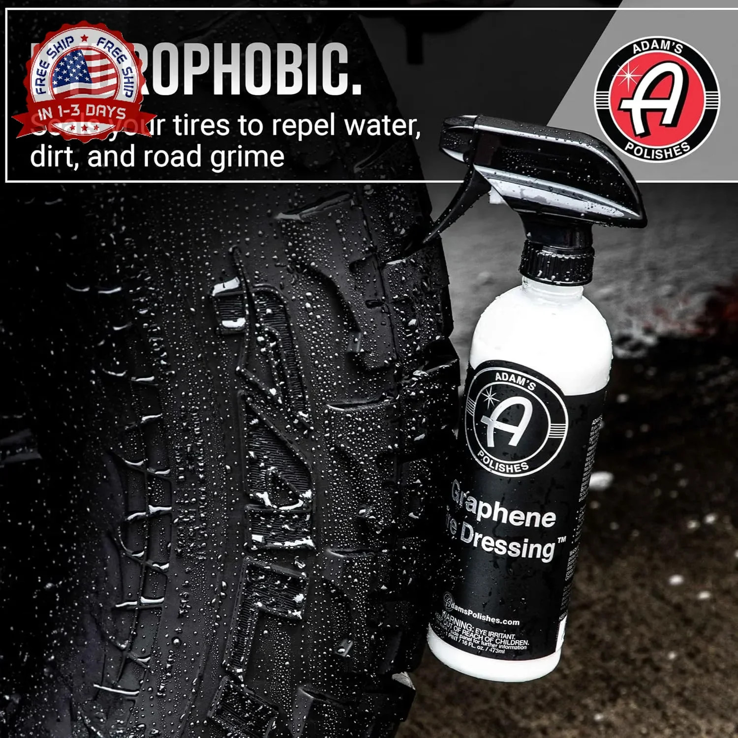 Adam’s Polishes Graphene Tire Dressing – Deep Black Finish W/Graphene Non Greasy