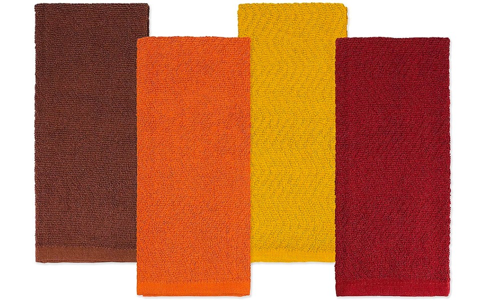 4 Pack Kitchen Towels, 100% Cotton Dish Towels, 15 x 25 Inch Absorbent Kitchen