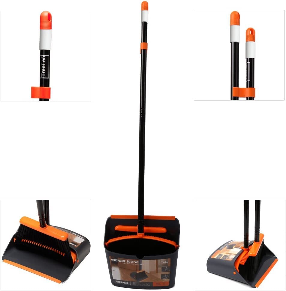 Broom and Dustpan Set with 52″ Long Handle for Home Kitchen Room Office Lobby…