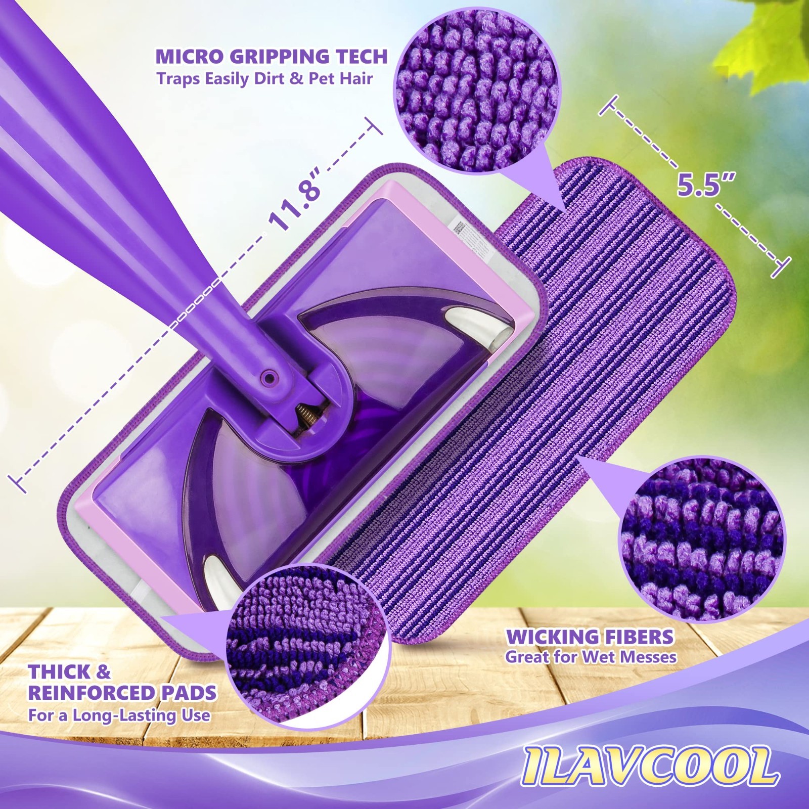 3PACK Reusable Mop Pads Compatible with Swiffer Wet Jet Mop Replacement Heads