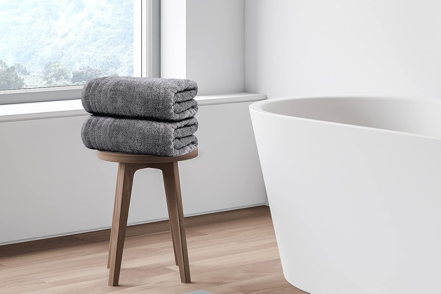 Pack of 4 Extra Large Bath Towels 30 x 60 Inches, 100% Cotton, Larger & Lighter