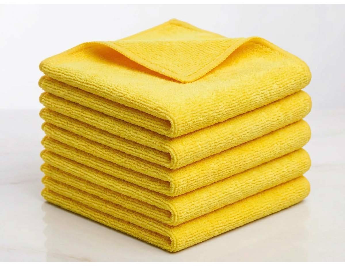 Case 100 16×16 Microfiber Cleaning/Detailing Towels, 300GSM PRO GRADE (Yellow)