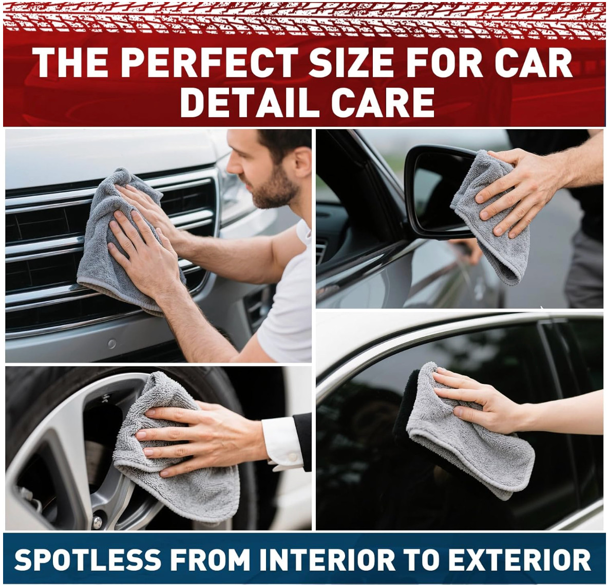 Microfiber Cleaning Cloths Bulk-15 Pack, Gray Microfiber Towels for Cars, Ultra