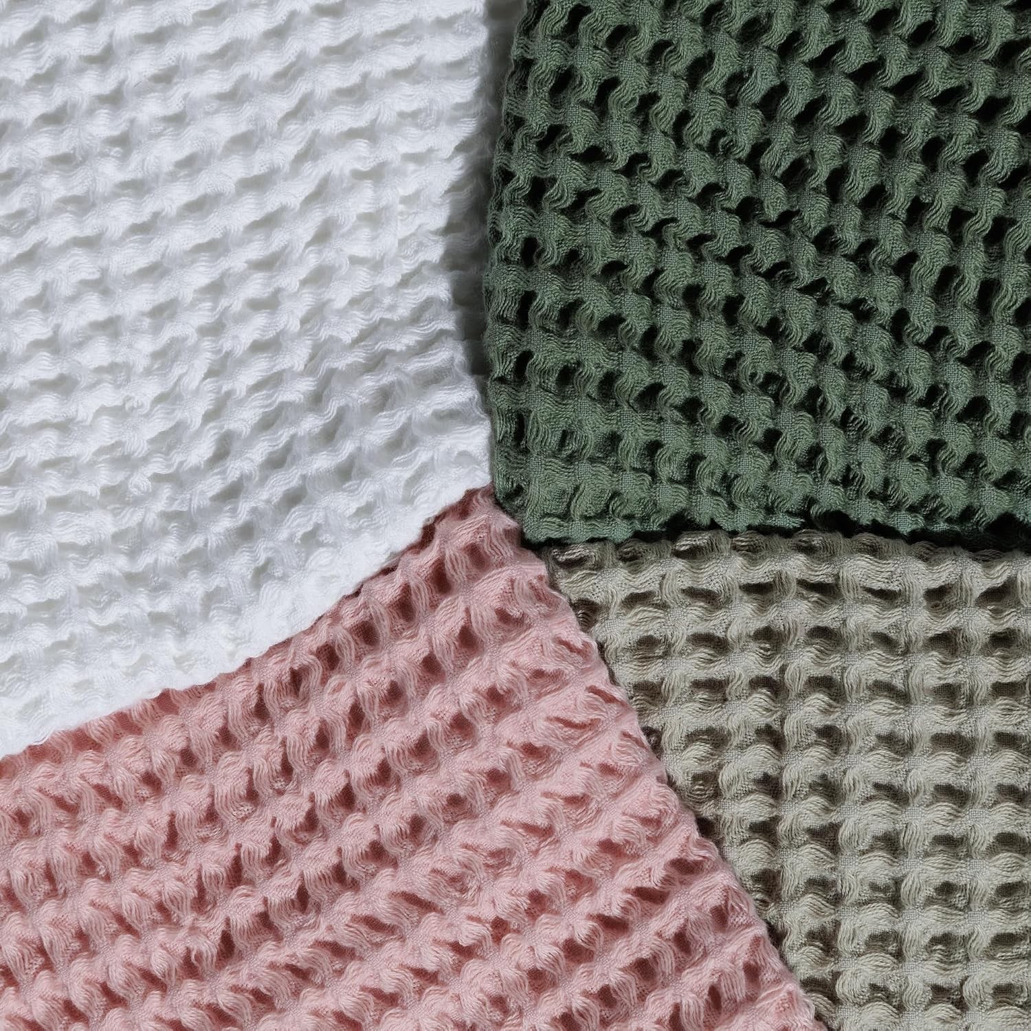 Organic Cotton Waffle Turkish Hand Towels for Bathroom & Kitchen, Large 20×30