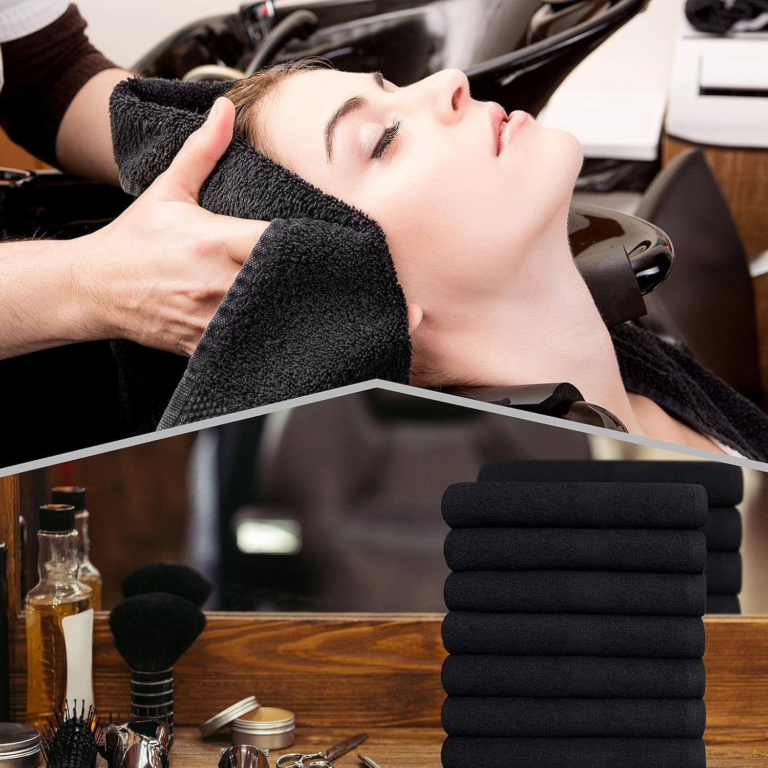 Black Microfiber Bleach Safe Towel Bulk Sets, Premium Spa Quality, Super Soft