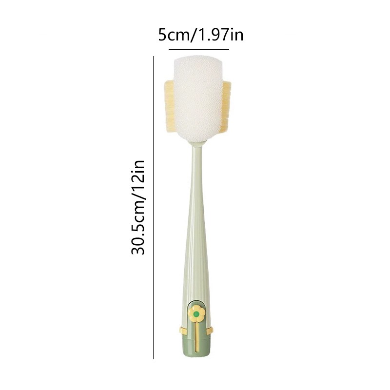 Flower Button Handle Bottle Brush 5 in 1 Flexible Sponge and Bristle Cleaner