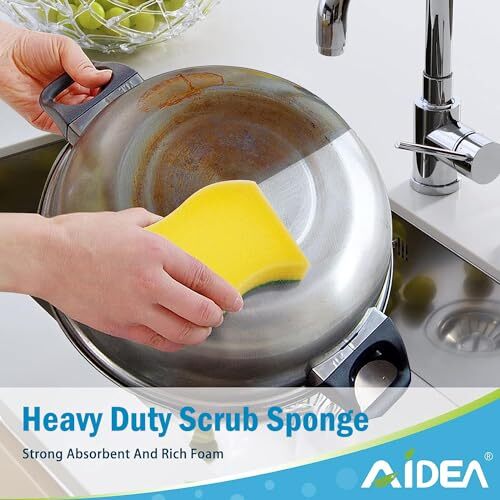 AIDEA Heavy Duty Scrub Sponge-50 Count, Cleaning Assorted Colors , Sizes