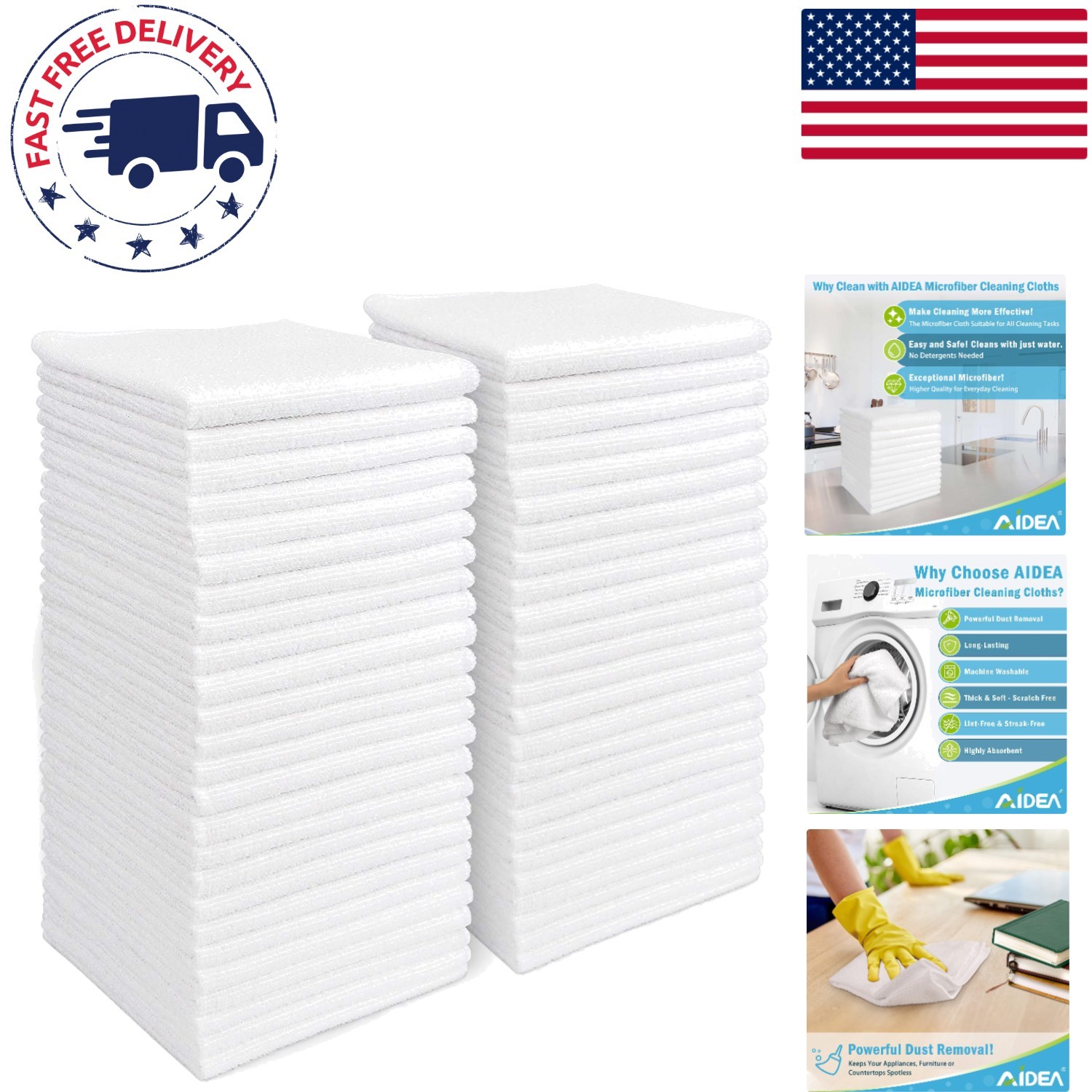 Lint-Free & Durable Microfiber Cleaning Cloths 50PK – Perfect for All Surfaces