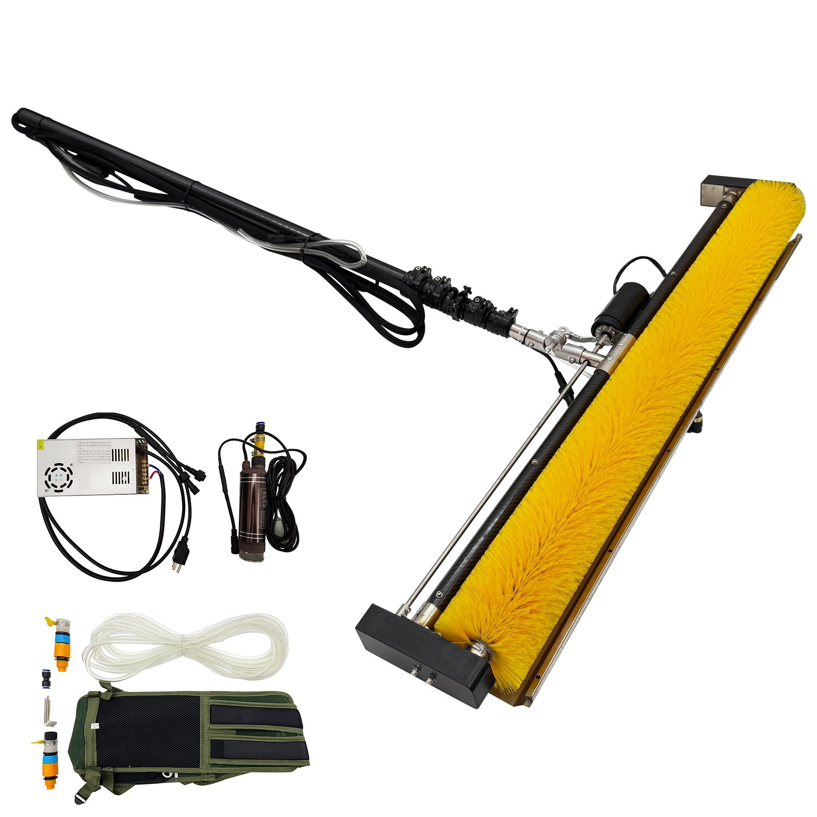 Solar Panel Cleaning Brush Solar Panel Cleaner Roller Brush W/11.5ft Pole 110V