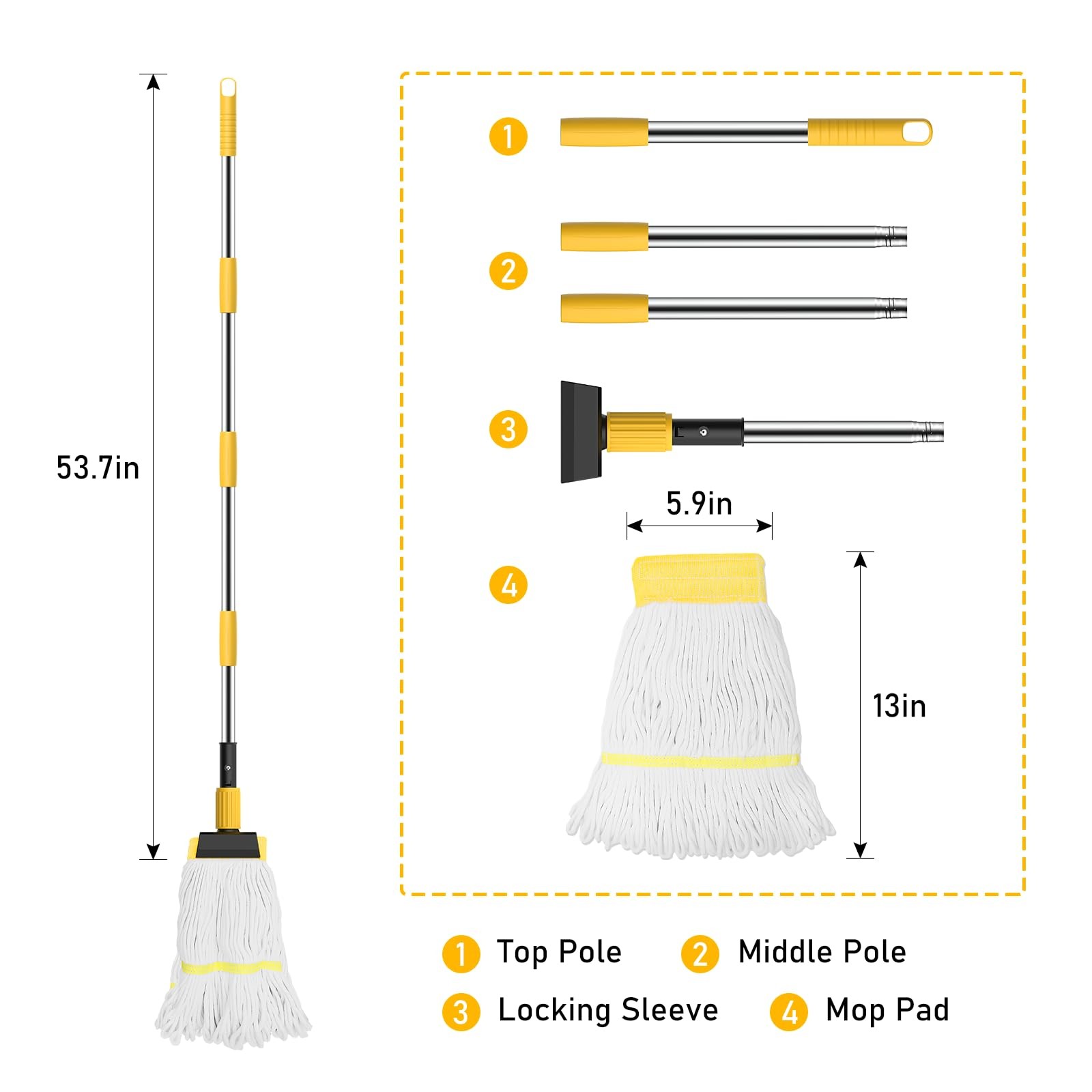 Heavy Duty String Wet Mop for Floor Cleaning, Commercial Industrial Cotton Mop