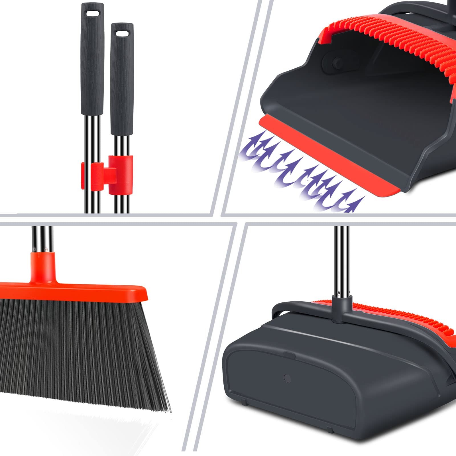 kelamayi Upgrade Broom and Dustpan Set, Broom with Dustpan Combo Set, Larg