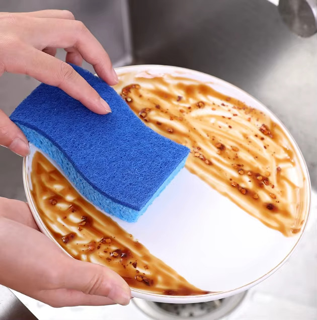 50 pk Blue Dual Sided NonScratch Kitchen Sponges Heavy duty Long Last EasyDry