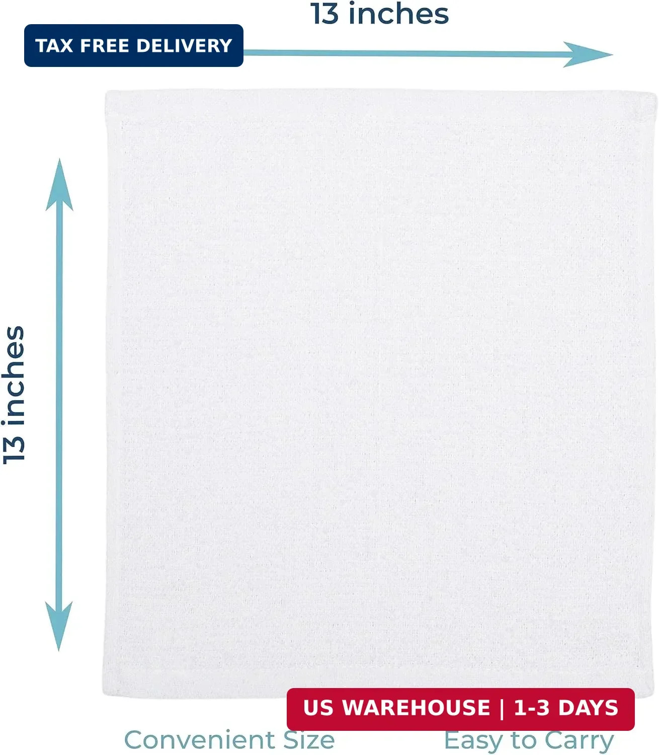 Looperry White Terry Cloth Rags (60 Pack Bulk) 13″x13″ Inches Commercial Grade D