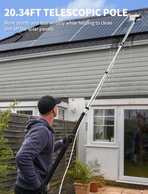 Solar Panel Cleaning Brush, Electric Solar Panel Cleaning Kit | With 20.34ft
