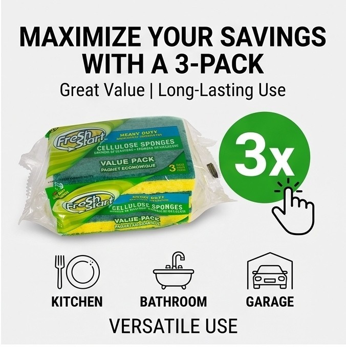 3 Pcs Kitchen Dish Washing Sponges Non-Scratch Cleaning Scrubber Pads