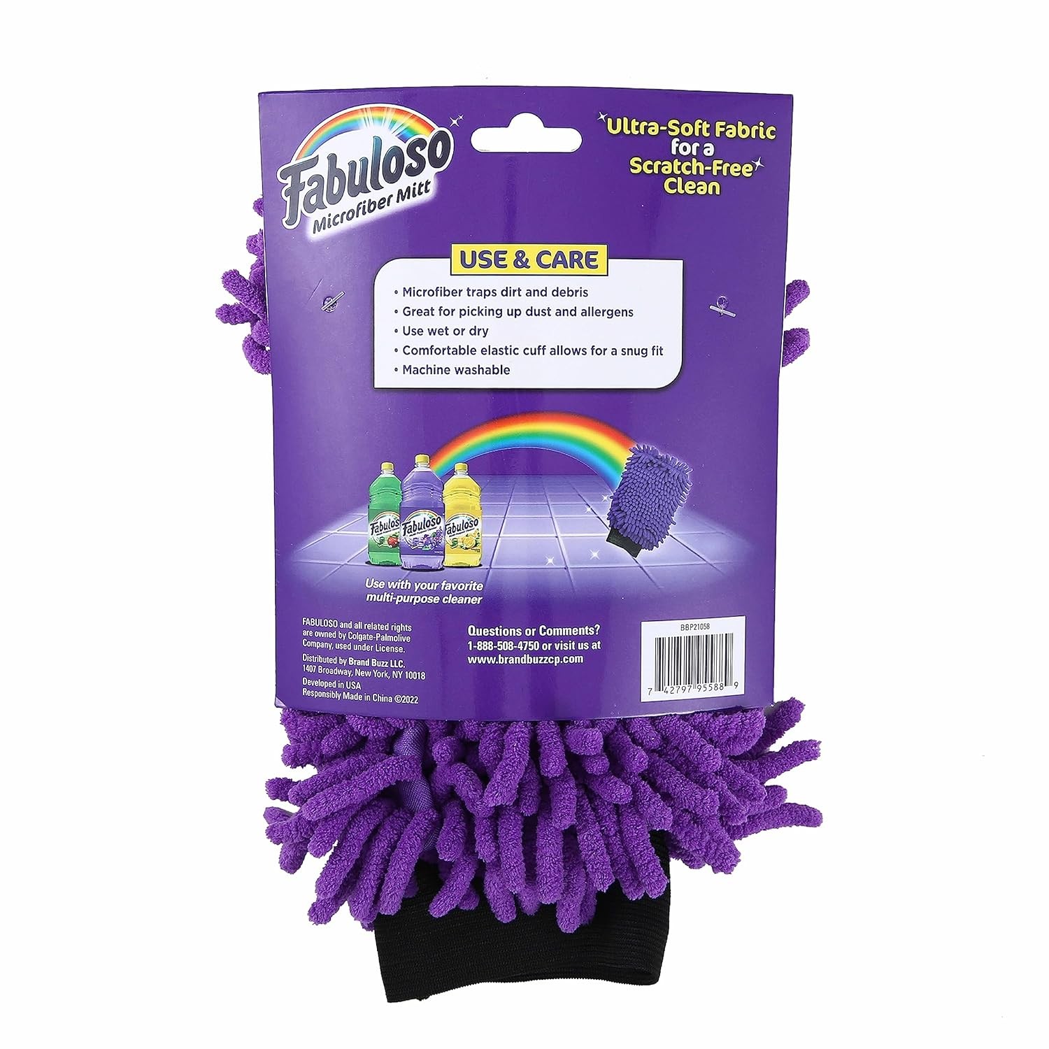 Fabuloso Microfiber Cleaning Mitt Glove, Lint-Free Scratch-Free Dusting and Wash