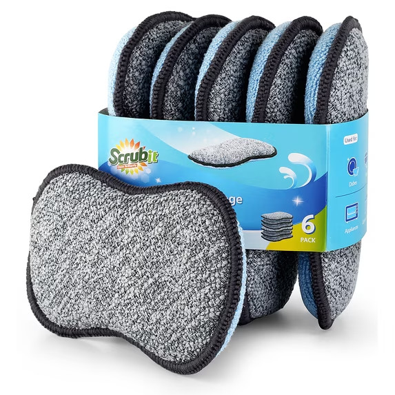 Multi-Purpose Sponges Kitchen by Scrub-It – Non-Scratch Microfiber Sponges for C