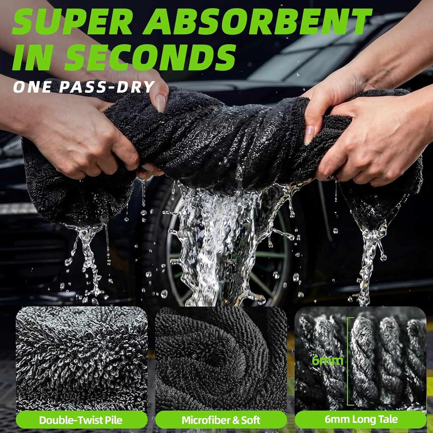 2+1 Pack Car Drying Towels – Microfiber Towels for Cars (36″ X 24″), Ultra-Absor